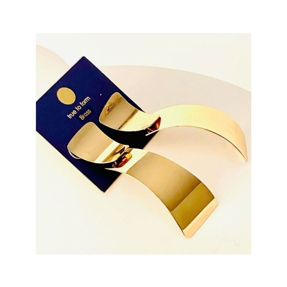 NWT Gorgeous True to Form Highly Polished Gold Brass Drop Long Geometric Earring